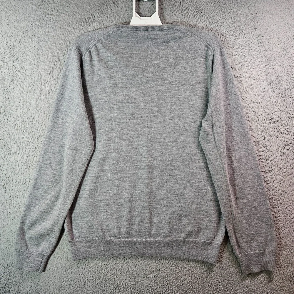 J Crew 100% Merino Wool Sweater Men XL V-Neck Gray Pullover‎